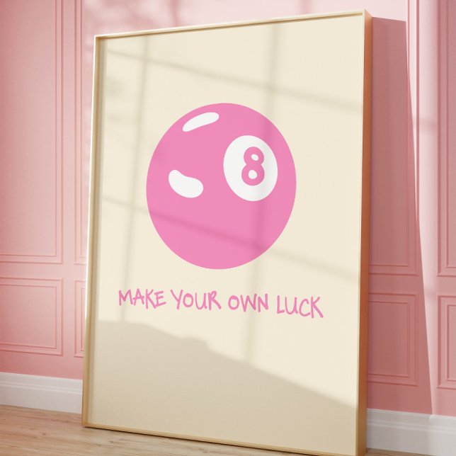 Affiche Boule 8 Chance | Art mural Coquette rose (Créateur téléchargé)