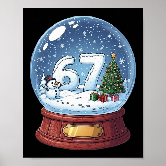 Affiche Boule à neige de Noël 67 Drôle Six Sept Meme  (Devant)
