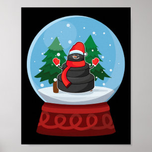 Affiche Boule à neige de Noël Hockey sur glace Bonhomme de