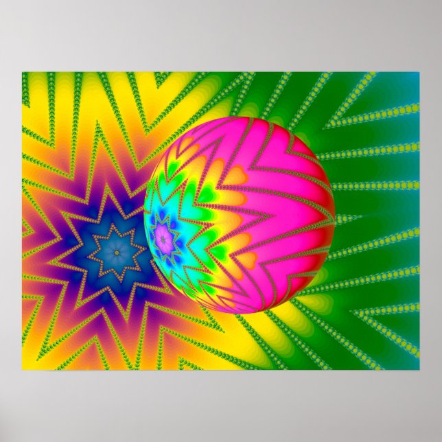 Affiche Boule à Paillettes Fractale (Devant)