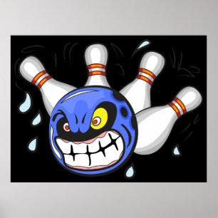 Affiche Boule de bowling en colère, sport drôle