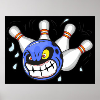 Affiche Boule de bowling en colère, sport drôle