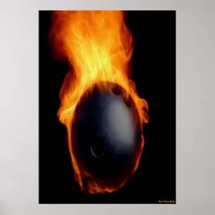 Affiche Boule de Bowling en feu