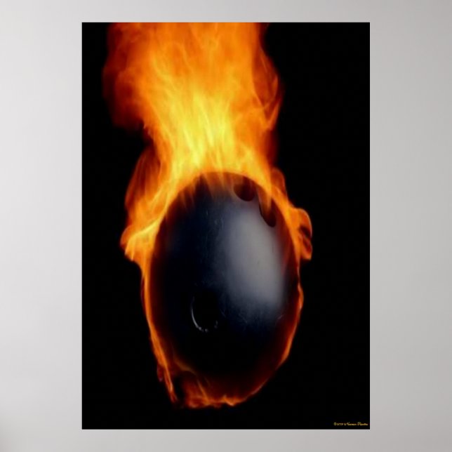Affiche Boule de Bowling en feu (Devant)