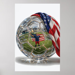 Affiche Boule de cristal d'art de la gloire du football am
