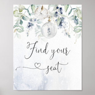 Affiche Boule de Noël d'hiver trouvez votre place