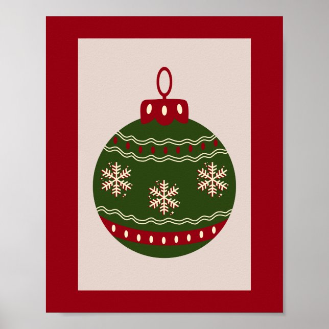 Affiche Boule de Noël verte et rouge (Devant)