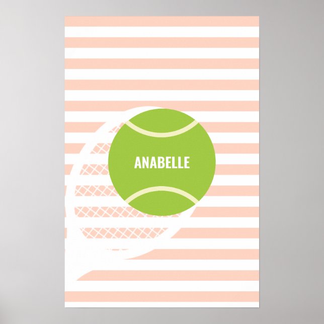 Affiche Boule de tennis vert moderne Pink Nom (Devant)