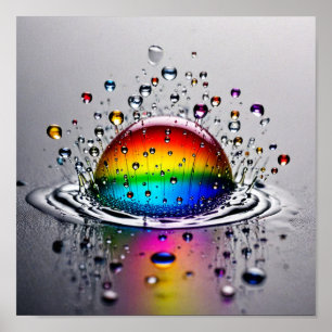 Affiche Boule d'eau colorée éclaboussant