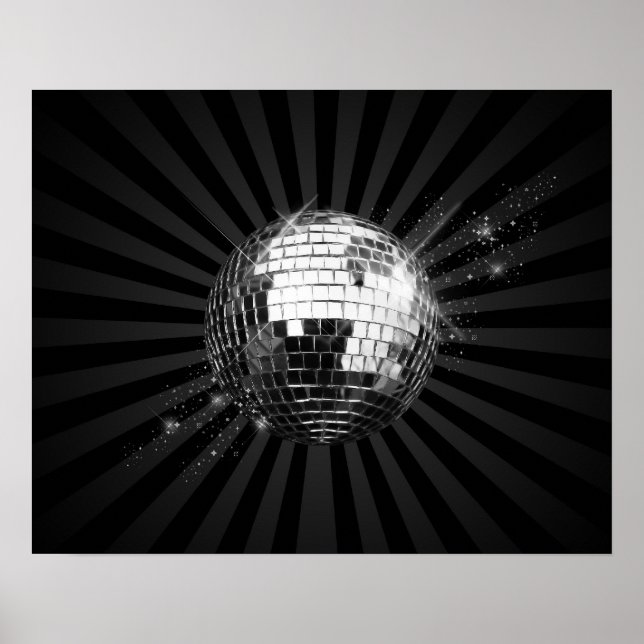 Affiche Boule Disco Mirror sur noir (Devant)