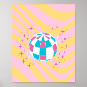 Affiche Boule Disco Rose, Art Party, Preppy, Style Preppy
