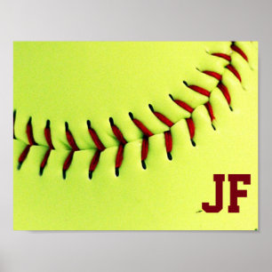 Affiche Boule jaune personnalisée du base-ball