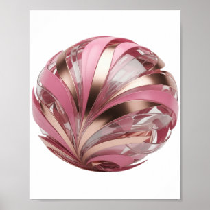 Affiche Boule métallique rose et or argenté artistique