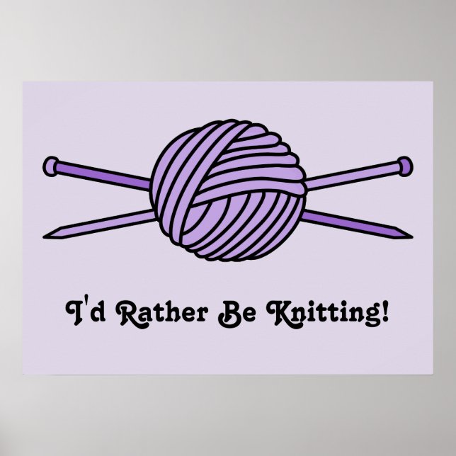 Affiche Boule violette de fils et aiguilles de Tricot (Devant)