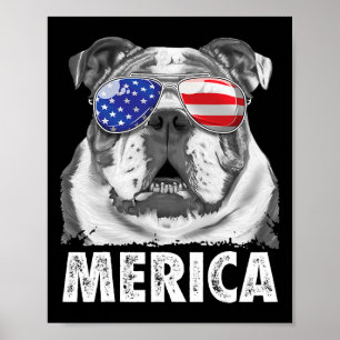 Affiche Bouledogue Anglais 4 Juillet Merica Hommes Femmes