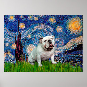 Affiche Bouledogue anglais 8 - Nuit étoilée