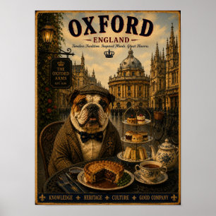 Affiche Bouledogue anglais à Oxford Art de voyage vintage