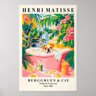 Affiche Bouledogue Anglais Dans Baignoire, Mur de Salle de