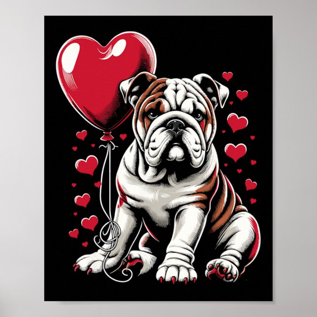 Affiche Bouledogue anglais Saint-Valentin propriétaire de  (Devant)