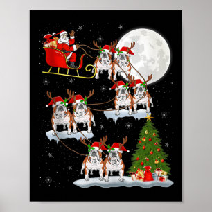 Affiche Bouledogue anglais Santa Traîneau Volant Drôle Mag