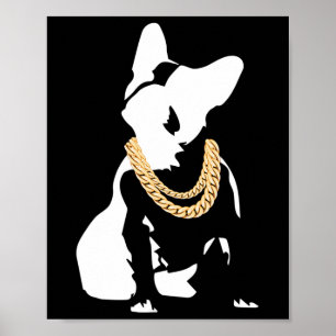 Affiche Bouledogue avec collier en or