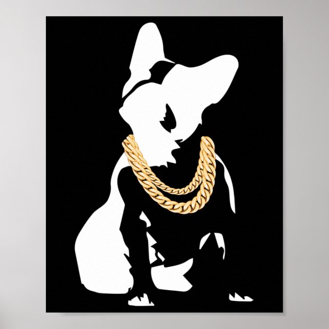 Affiche Bouledogue avec collier en or  (Devant)