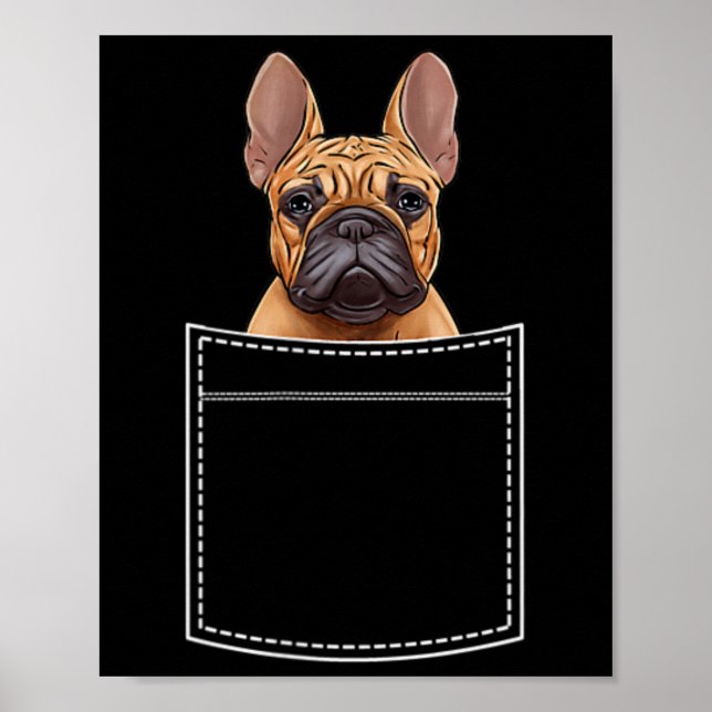 Affiche Bouledogue dans la poche de poitrine Frenchie Pock (Devant)