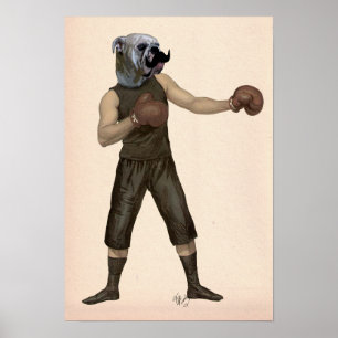 Affiche Bouledogue de boxe plein