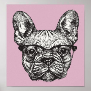 Affiche Bouledogue de hippie
