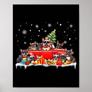 Affiche Bouledogue français chien camion rouge arbre de No
