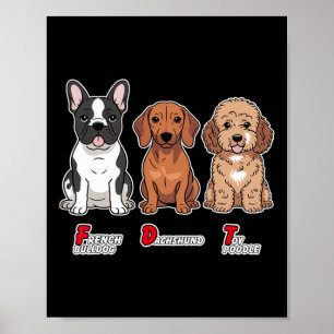 Affiche Bouledogue français Dachshund Toy Poodle Drôle Sub