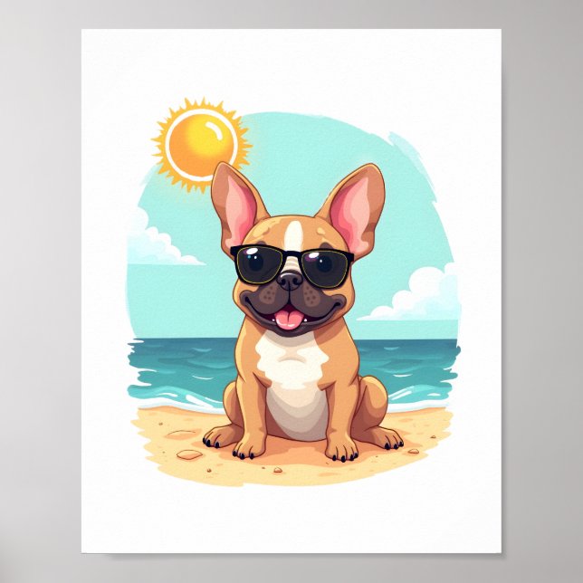 Affiche Bouledogue français en vacances (Devant)