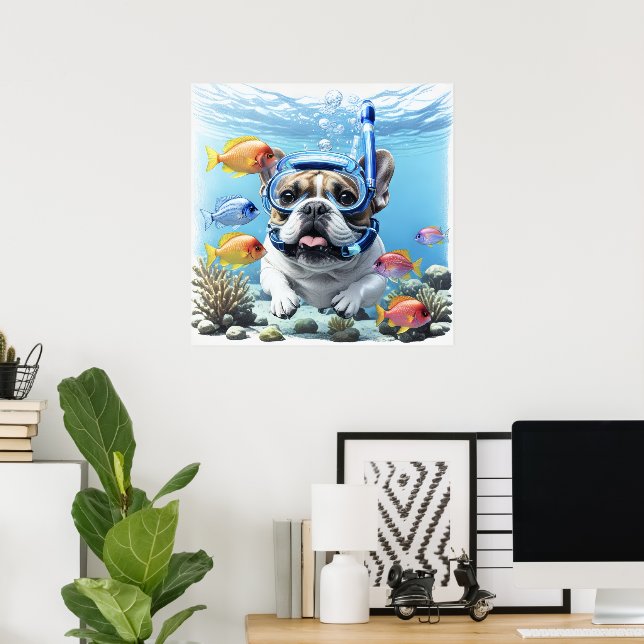 Affiche Bouledogue français en vacances Bouledogue Françai (Bureau à domicile)