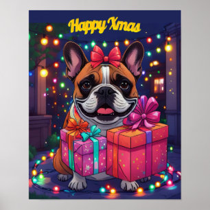 Affiche Bouledogue français French Bulldog Noël