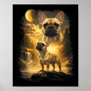 Affiche Bouledogue français ! hurlement à la lune mème 90s