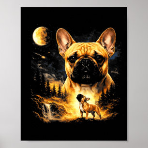 Affiche Bouledogue français hurleur à la lune vintage 90Fr
