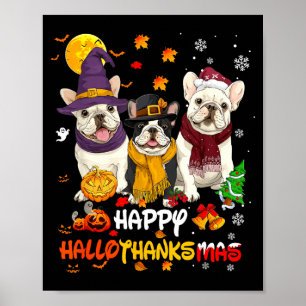 Affiche Bouledogue Français Joyeux Hallothanksmas Amoureux