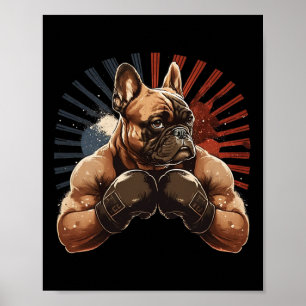 Affiche Bouledogue Français Kickboxing Art Martial Boxe Ch