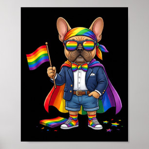 Affiche Bouledogue français LGBT Arc-en-ciel Fierté lesbie