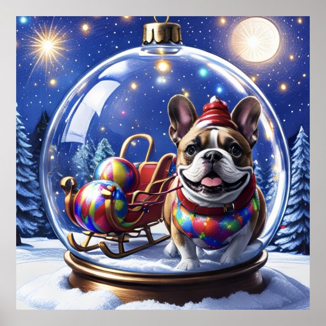 Affiche Bouledogue français Noël  French Bulldog (Devant)