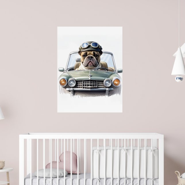 Affiche Bouledogue français Oldtimer Bulldog Fête des père (Pépinière 2)