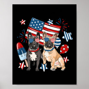 Affiche Bouledogue Français Patriote Frenchie 4 Juillet Ét