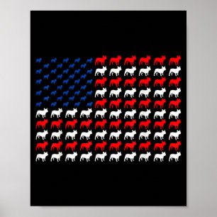 Affiche Bouledogue français patriotique drapeau américain