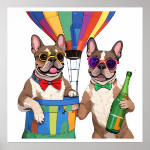 Affiche Bouledogues français Nouvel An French Bulldog