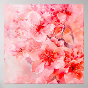 Affiche Boules de fleurs de cerisier d'aquarelle