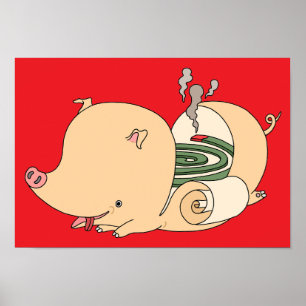 Affiche Boulette insecticide en forme de cochon.