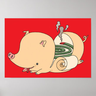 Affiche Boulette insecticide en forme de cochon.