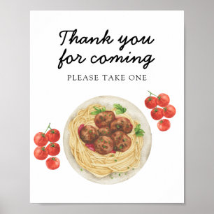 Affiche Boulettes de pâtes baby shower Merci d'être venu