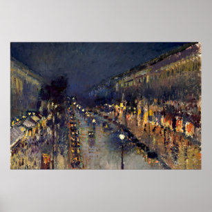 Affiche Boulevard Camille Pissarro Montmartre en soirée