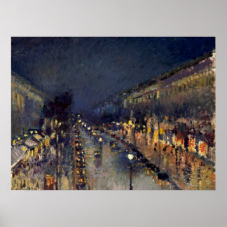 Affiche Boulevard Camille Pissarro Montmartre en soirée